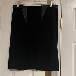 Boston Proper Black Pencil Skirt with Leather Accents